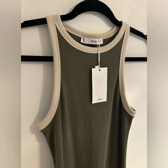 Mango Tini Maxi Dress in Green with White Trim NWT - Picture 7 of 9